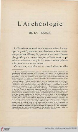 L'Archéologie de la Tunisie