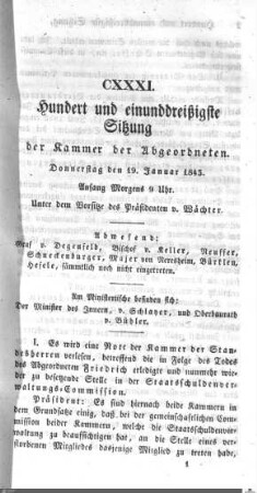 131. Sitzung, Stuttgart, 19.1.1843