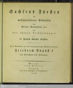 Sachsens Fürsten in wohlgetroffenen Bildnissen