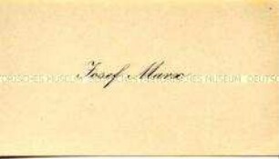 Visitenkarte des jüngsten Sohnes aus der Sammlung des Reichskanzlers Marx / Kategorie "Marx" (Familie) - Sachkonvolut