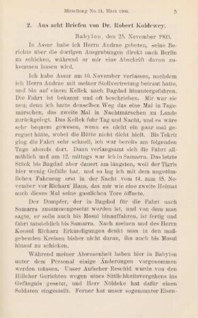 2. Aus acht Briefen von Dr. Robert Koldewey