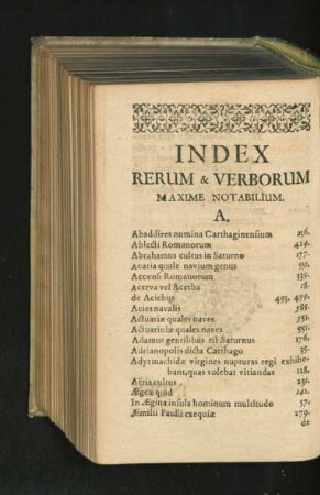 Index Rerum & Verborum Maxime Notabilium.