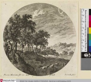 [Landschaft mit Viehherde und einer Stadt im Hintergrund]