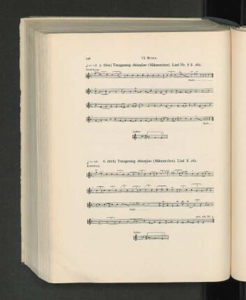 5. (60a) Tanzgesang "binenfan" (Männerchor). Lied Nr. 8 S. 282 . 6. (60b) Tanzgesang "binenfan" ( Männerchor) Lied S. 282.
