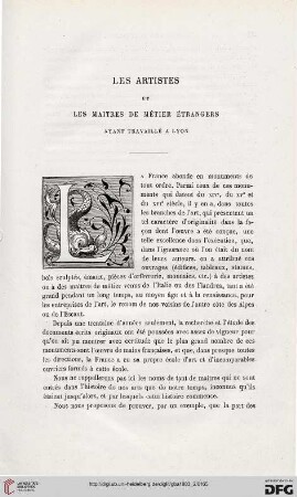 2. Pér. 28.1883: Les artistes et les maîtres de métier étrangers ayant travaillé à Lyon