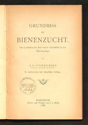 Grundriss der Bienenzucht : ein Leitfaden für den ersten Unterricht in der Bienenpflege