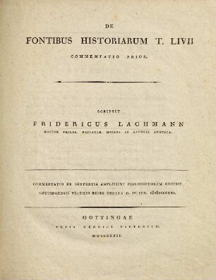 De fontibus historiarum T. Livii commentatio, 1