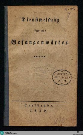 Dienstweisung für die Gefangenenwärter