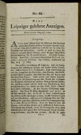 No. 66. Den 17ten August 1789.