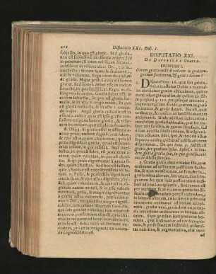 Disputatio XXI. De Divisione Gratiae.