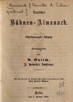 Deutscher Bühnenalmanach. 28, 28. 1864