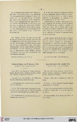 Vorstands-Sitzung vom 27. November 1895 / Séance du Comité du 27 novembre 1895