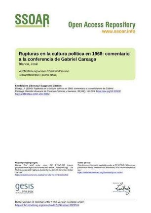 Rupturas en la cultura política en 1968: comentario a la conferencia de Gabriel Careaga