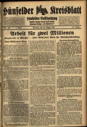 Zweite Ausgabe vom Dienstag, den 30. August 1932.