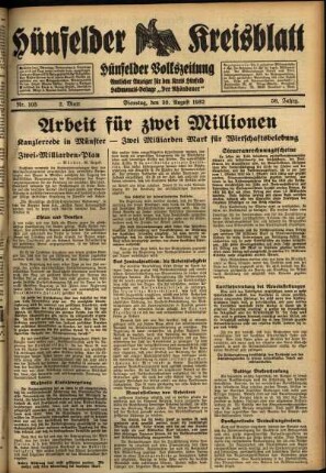 Zweite Ausgabe vom Dienstag, den 30. August 1932.