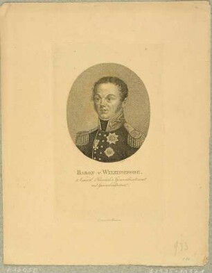 Bildnis des Offiziers und russischen Generals Ferdinand Freiherr von Wintzingerode, Brustbild in Uniform nach links