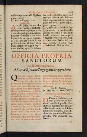 CCCI-CCCXXII, Officia propria santorum. Ad libitum recitanda.