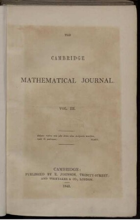 3: The Cambridge mathematical journal