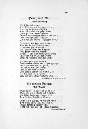 An meinen Jungen. Rolf Brandt.