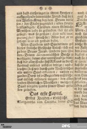 Das erste Capitel. Erstes Freuden-Geschicht.
