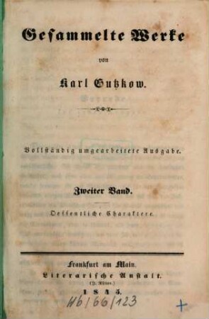 Gesammelte Werke, 2. Oeffentliche Charaktere