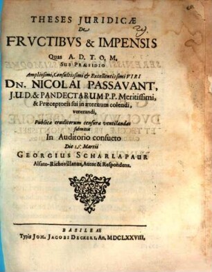 Theses iur. de fructibus et impensis