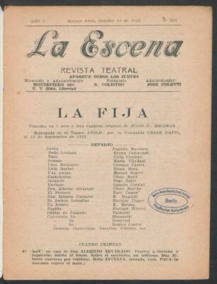 La fija : comedia en 1 acto y tres cuadros