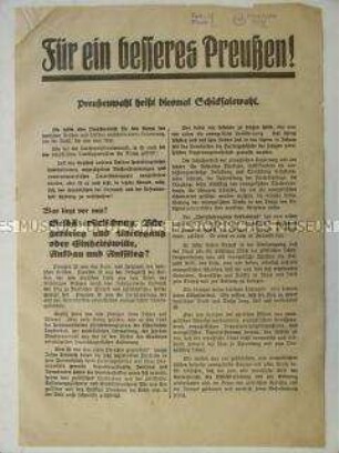 Propagandaflugblatt des Christlich-sozialen Volksdienstes zur Landtagswahl in Preußen 1932