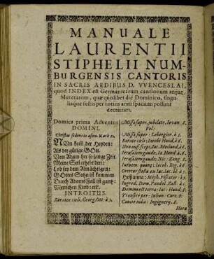 Manuale Laurentii Stiphelii Numburgensis Cantoris [...]