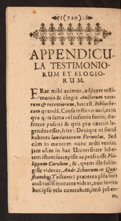Appendicula Testimoniorum Et Elogiorum.