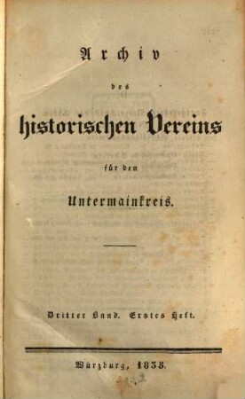 Archiv des Historischen Vereins für den Untermainkreis. 3. 1835/36