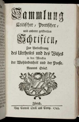 9: Sammlung critischer, poetischer und anderer geistvollen Schriften