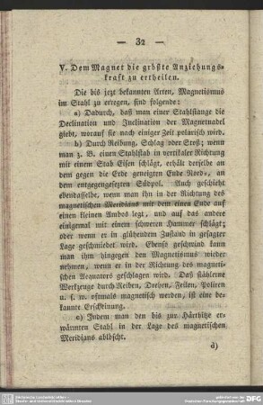 V. Dem Magnet die größte Anziehungskraft zu ertheilen