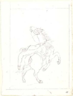 Gärtner, Friedrich von; Frühe Zeichnungen - Pferd mit Reiter (Studie)
