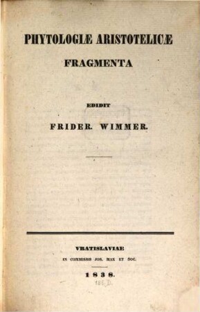Phytologiae Aristotelicae Fragmenta