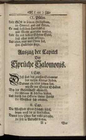 Außzug der Capitel Der Sprüche Salomonis