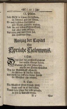 Außzug der Capitel Der Sprüche Salomonis