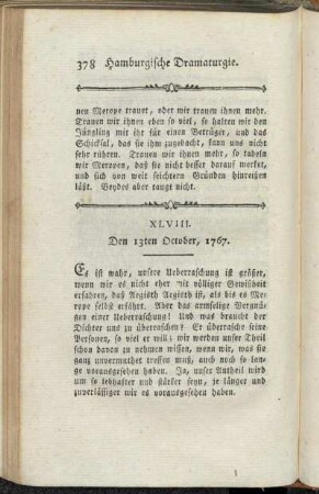 XLVIII. Den 13ten October, 1767