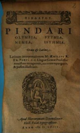 Pindari Olympia, Pythia, Nemea, Isthmia : Graece & Latine