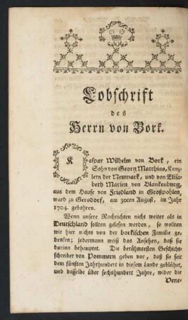 Lobschrift des Herrn von Bork.