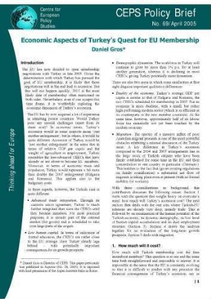 Economic Aspects of Turkey's Quest for EU Membership