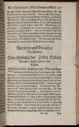 ... Von theilung der Zehen Gebott Gottes/ unnd verbott der Gözen.