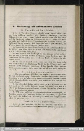 I. Rechnung mit unbenannten Zahlen