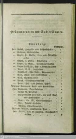 Pränumeranten und Subscribenten