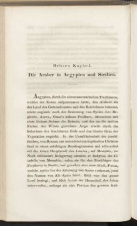 Drittes Kapitel. Die Araber in Aegypten und Sicilien.