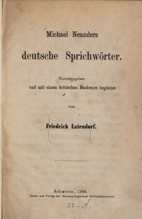 Michael Neanders Deutsche Sprichwörter