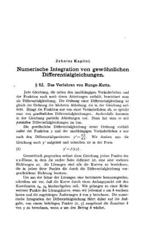 Zehntes Kapitel. Numerische Integration von gewöhnlichen Differentialgleichungen.