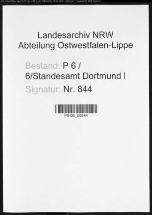 Sterberegister Standesamt Dortmund-Mitte I