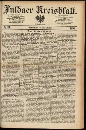 Erste Ausgabe vom Samstag, den 28. Oktober 1899.