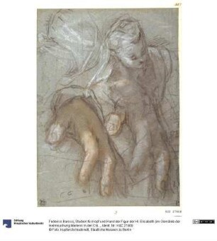 Studien für Kopf und Hand der Figur der Hl. Elisabeth (im Gemälde der Heimsuchung Mariens in der Chiesa Nuova in Rom)